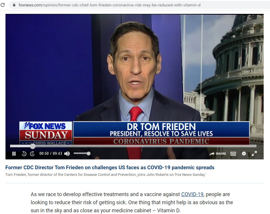 Former CDC Chief: Coronavirus infection risk may be reduced by Vitamin D