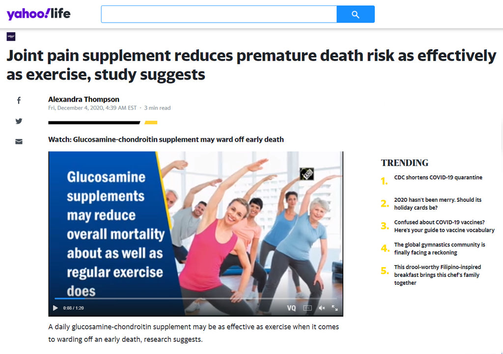 Joint pain supplement reduces death risk as effectively as exercise